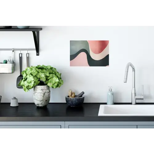 Abstract - Golven - Sierlijk - Roze Muursticker klein -keuken