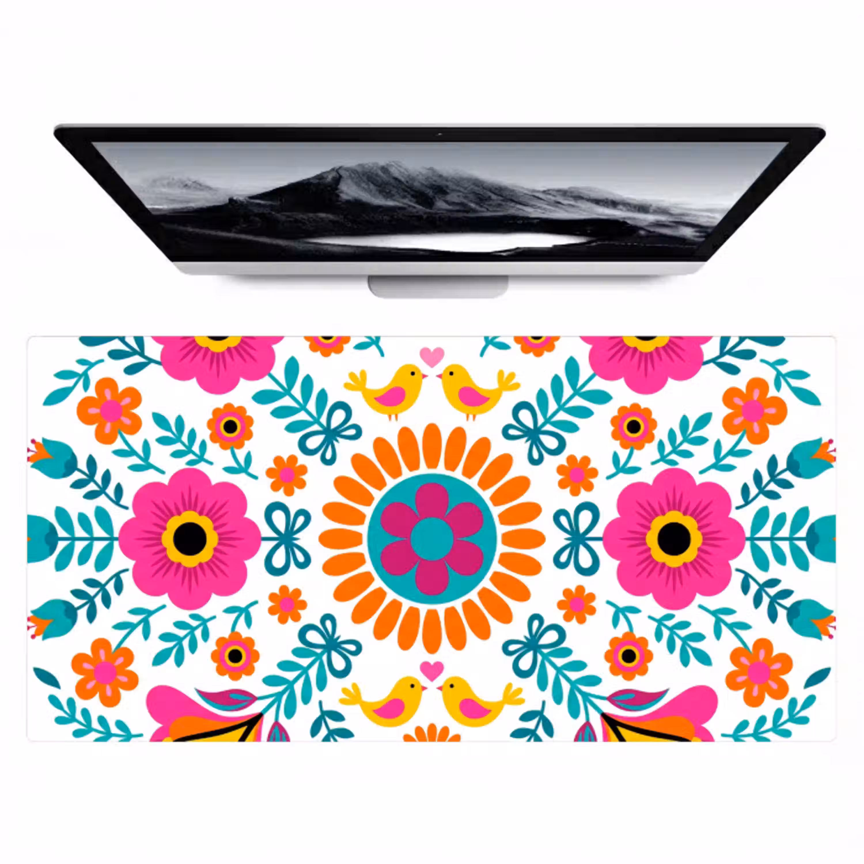 Bloemen - Vogel - Patroon - Kleurrijk - Modern Muismat XXL klein -zzz3d