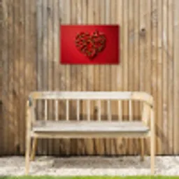 Pepers - Rood - Hart Tuinposter op houten frame 2 cm dik klein -sfeer4