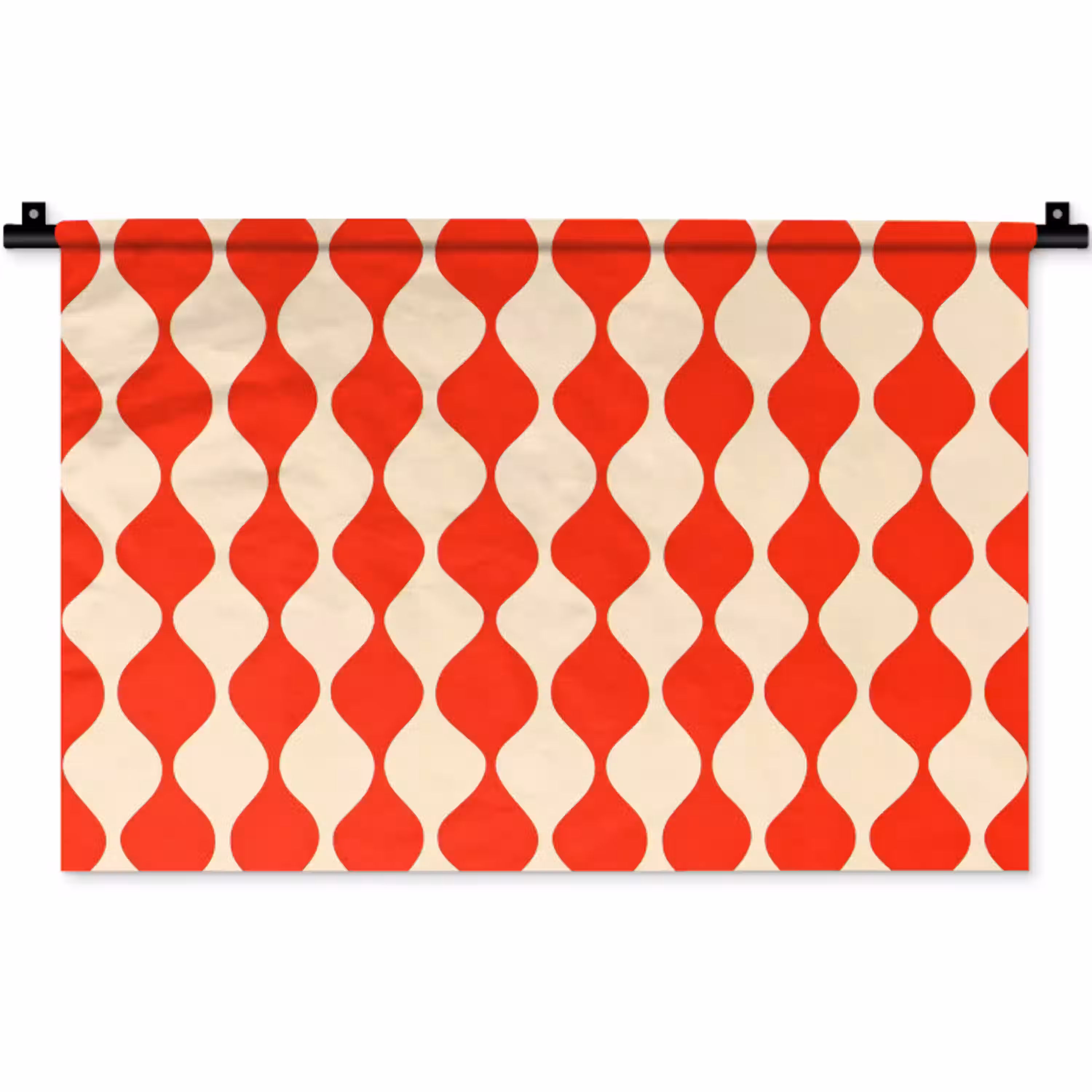Golvend patroon - Retro - Rood - Beige Wandkleed katoen klein 269 -zz3d
