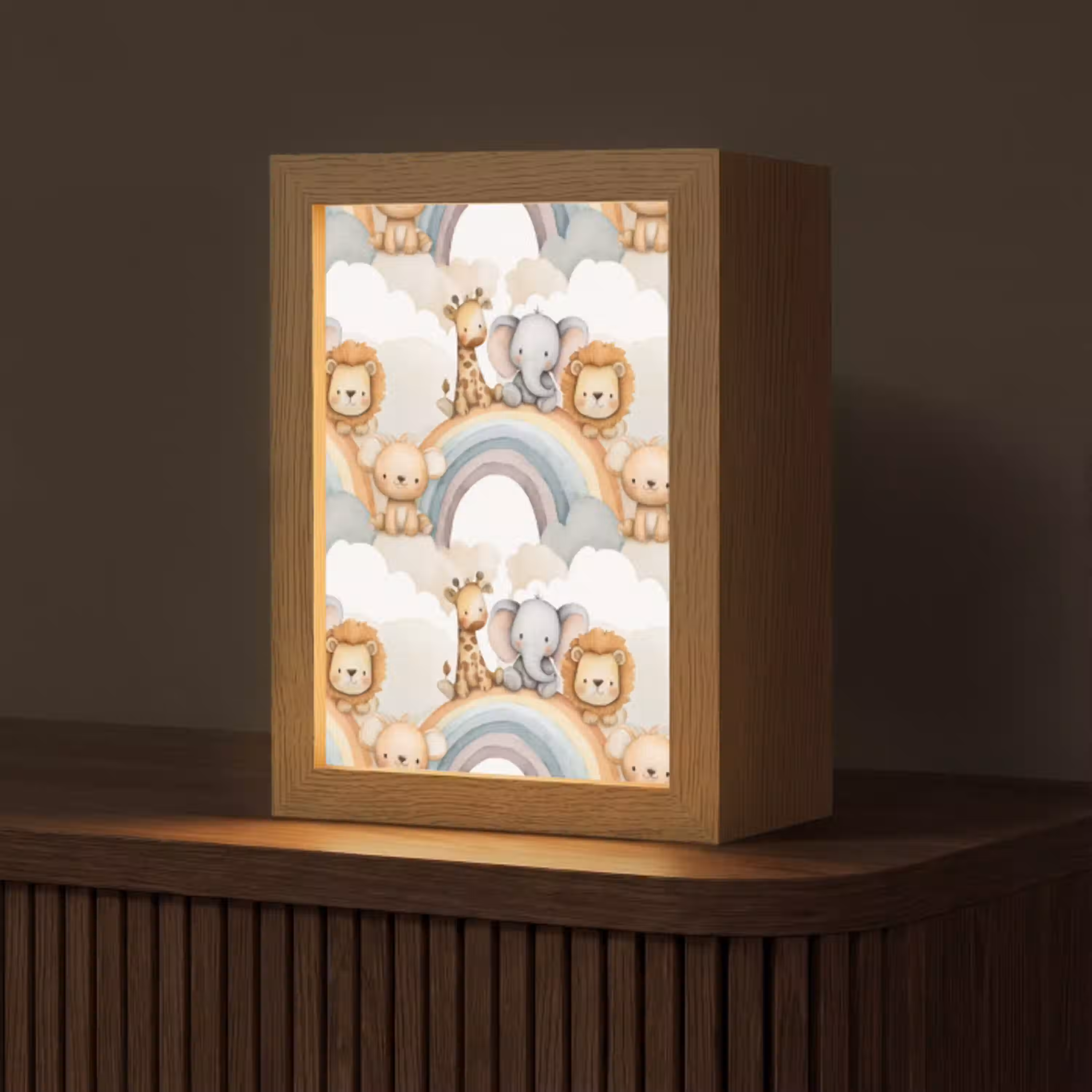 Safari - Regenboog - Kleurrijk Light Box met kabel (Tafellamp) klein 925 -z3d_website