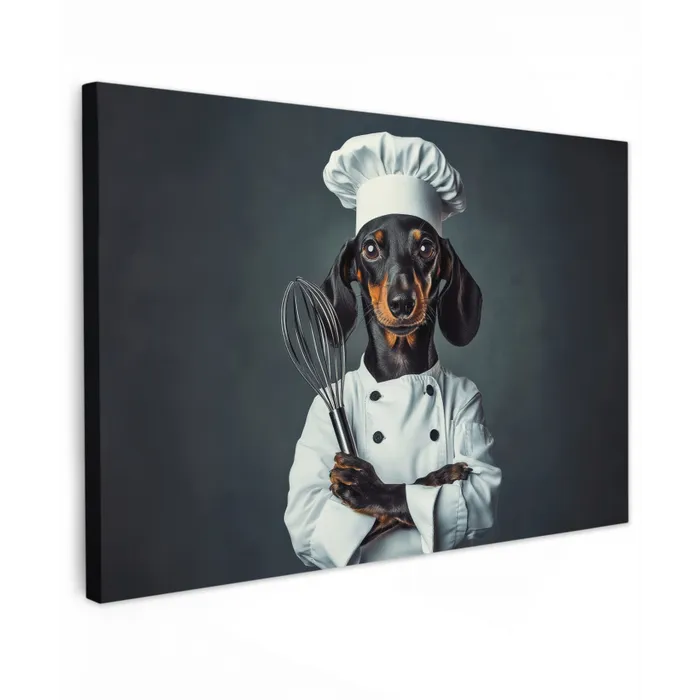 Hond - Garde - Kok Tuinposter op houten frame 2 cm dik klein -3d