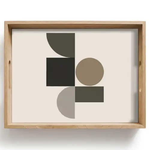 Aardetinten - Abstracte compositie - Eenvoudige vormen Dienblad Rechthoek middel -z3d_shopping