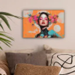 Portret - Vrouw - Abstract - Bloemen canvas 2cm klein -sfeer1