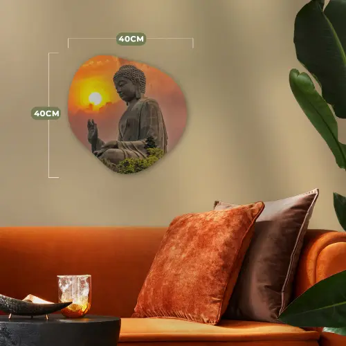 Buddha - Zonsondergang - Boeddha beelden - Planten Wandcirkel Organisch Forex 3mm klein -sfeer3