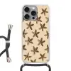 Sterren - Bruin - Natuurlijk Hoesje iPhone 16 Pro Max met koord klein -3d