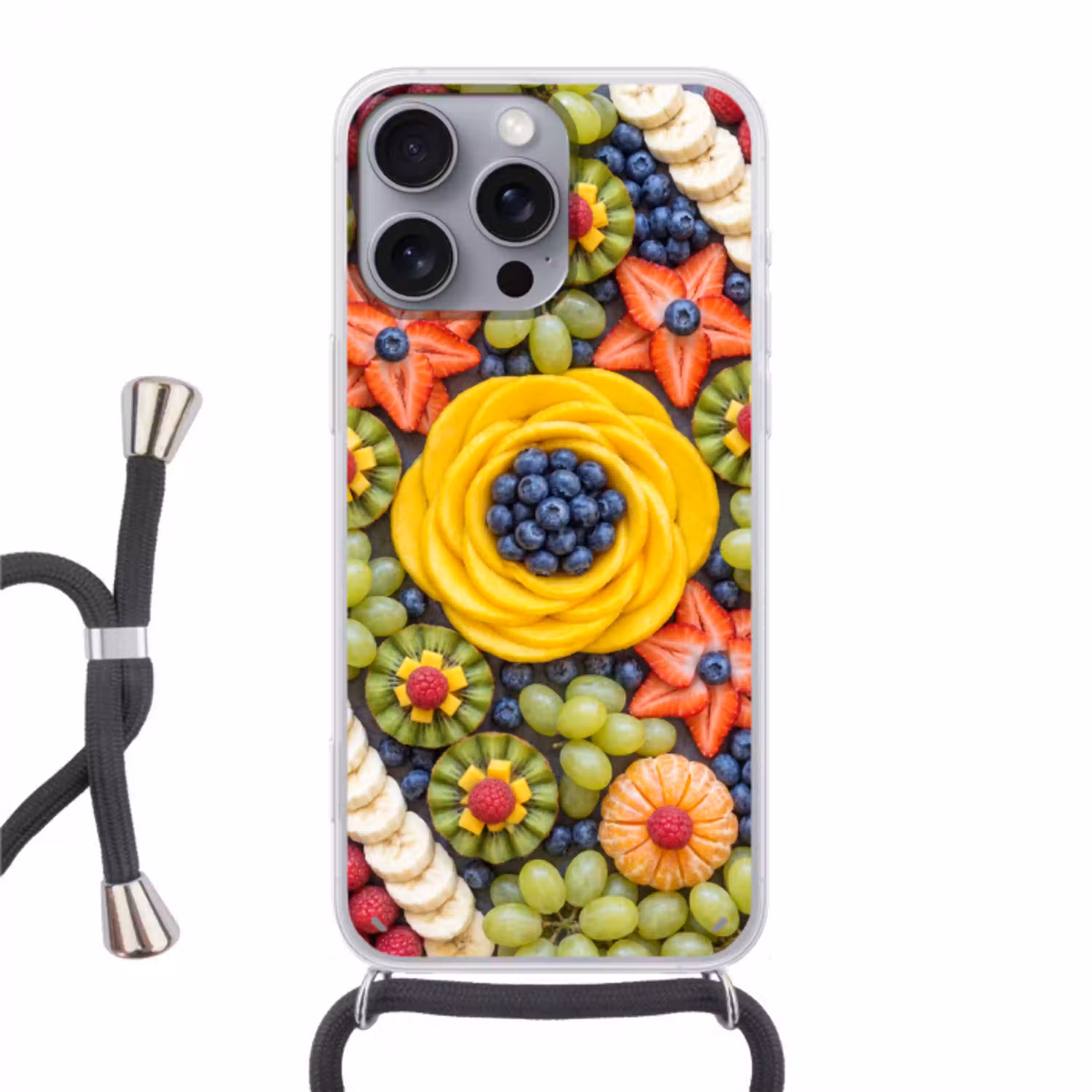 Fruit - Arrangement - Gezond - Kleurrijk - Eten Hoesje iPhone 16 Pro Max met koord klein -3d