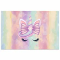Eenhoorn - Glitters - Regenboog - Pastel poster papier klein -3d
