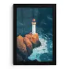 Vuurtoren - Rots - Zee - Golven fotolijst zwart zonder passe partout klein -3d