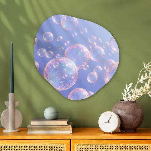 Pastel - Bubbels - Dromerig Wandcirkel Organisch Aluminium middel -sfeer2