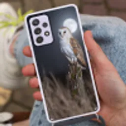 Kerkuil - Maan - Nacht Hoesje Samsung Galaxy A52 5G met koord klein -sfeer3