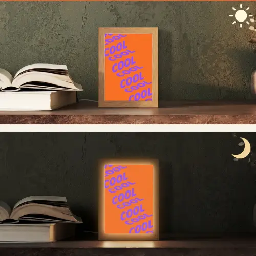 Cool - Paars - Oranje Light Box met kabel (Tafellamp) klein -sfeer3