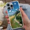 Zandpad - Huis - Bomen - Grasveld Hoesje iPhone 16 Pro Max met koord klein -sfeer3
