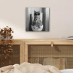 Kat - Telefoon - Toilet - Zwart - Wit aluminium wit klein -sfeer3