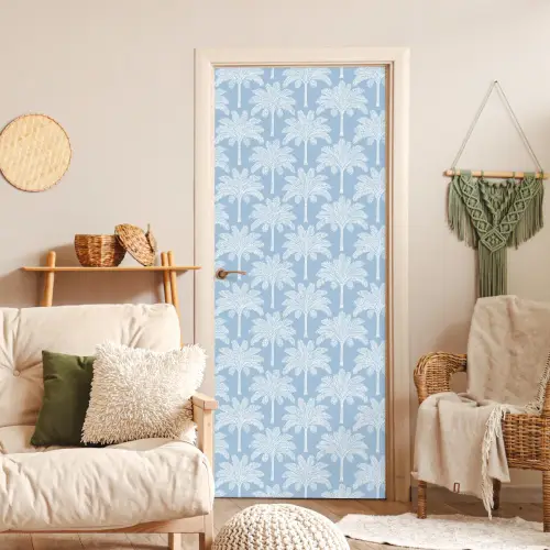 Palmboom - Modern - Blauw deurposter klein 289 -sfeer2