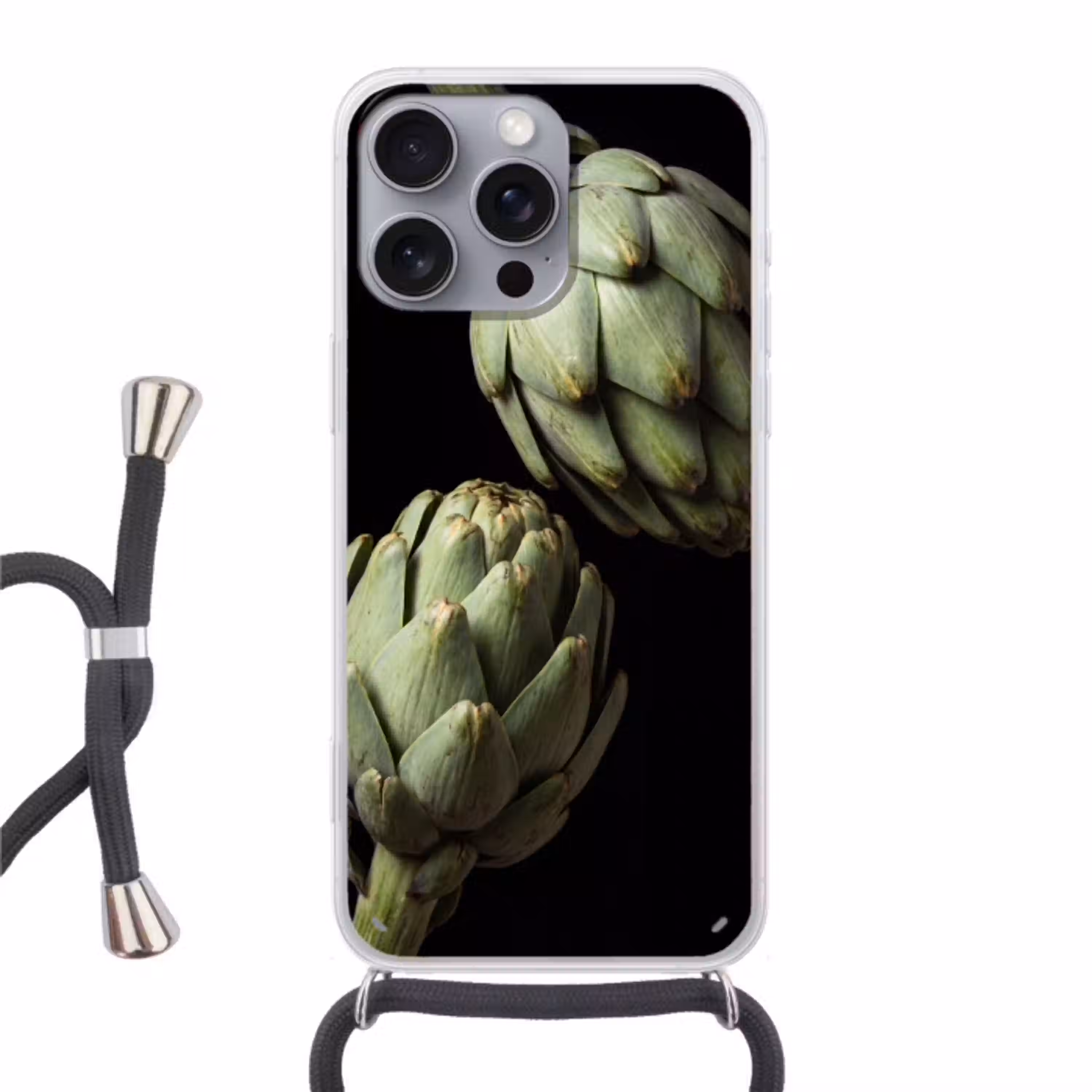 Artisjok - Groen - Eten Hoesje iPhone 16 Pro Max met koord klein -3d