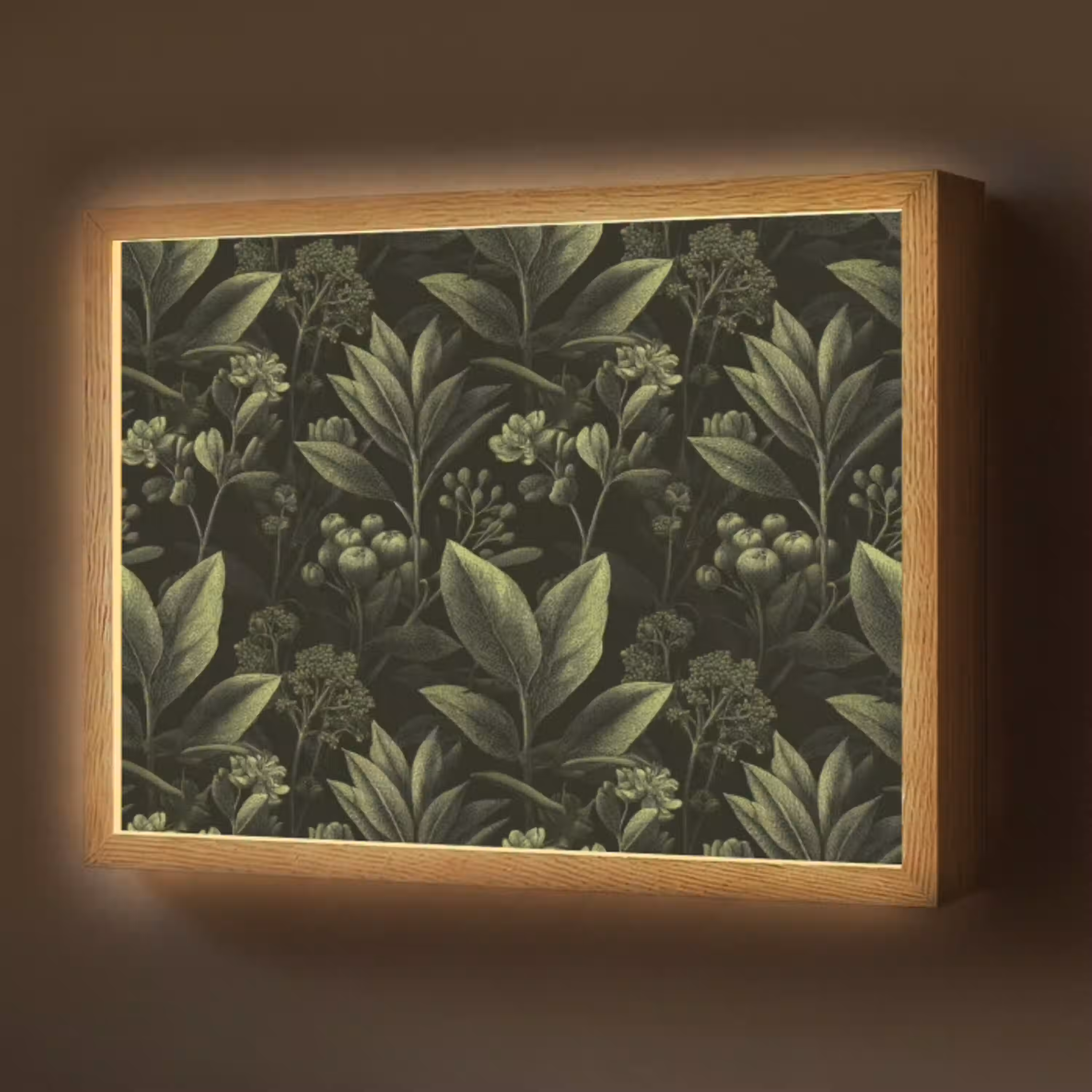 Klassiek - Donker - Botanisch - Planten Light Box met batterij (Wandlamp) middel 907 -z3d_website