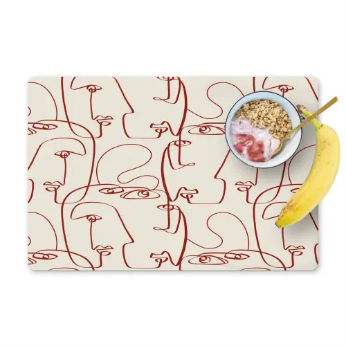 Gezichten - Abstract - Rood - Beige Placemat vinyl groot 368 -zzzproduct_Kitchenyeah-website