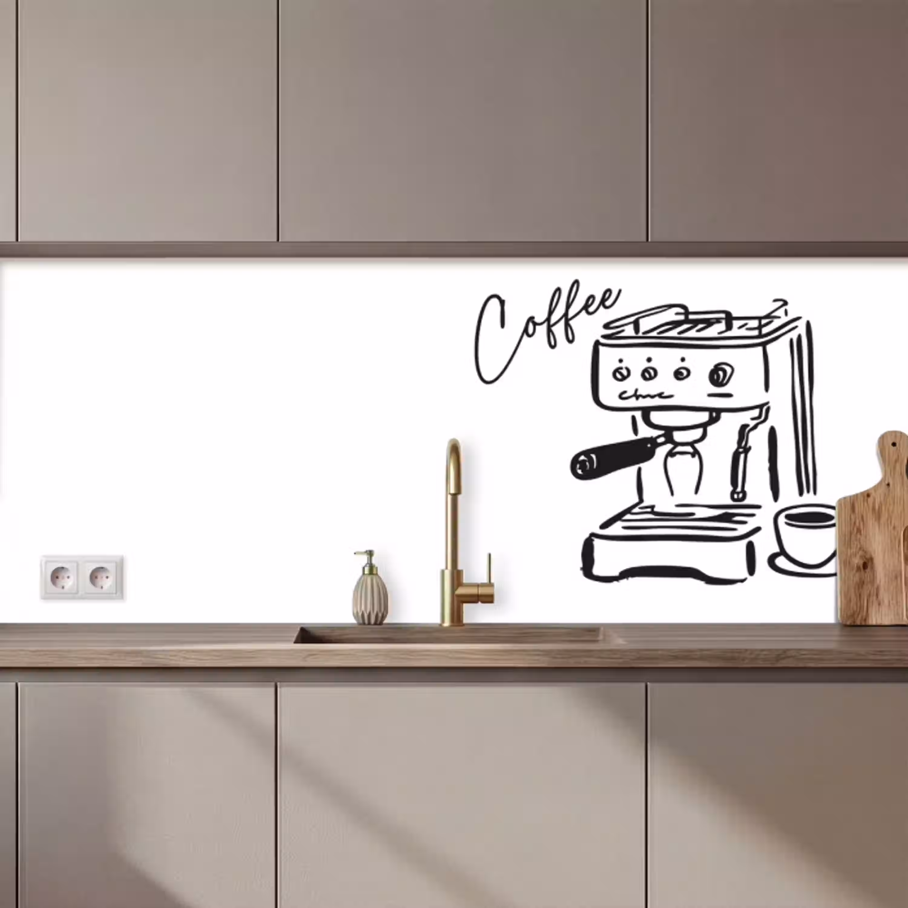 Espressomachine - Zwart - Wit keuken achterwand 2 middel zz_3dshopping