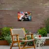 Aap met Koptelefoon Tuinposter op houten frame 2 cm dik klein -sfeer3