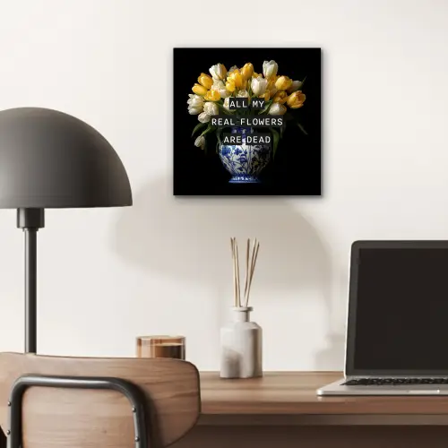 Quotes - Bloem - Tulp - Geel aluminium wit klein -sfeer5