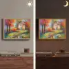 Landschap - Kleurrijk - Olieverf - Kunst Light Box met batterij (Wandlamp) middel -sfeer3