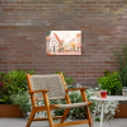 Bloemen - Huizen - Dorp Tuinposter op houten frame 2 cm dik klein -sfeer3