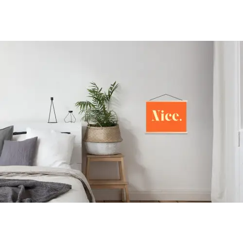 Oranje - Gebroken wit - Nice textielposter latten blank klein -woonkamer