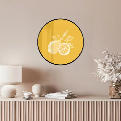 Citroenen - Illustratie - Minimalistisch - Geel Fotolijst rond zonder passe partout klein -sfeer3