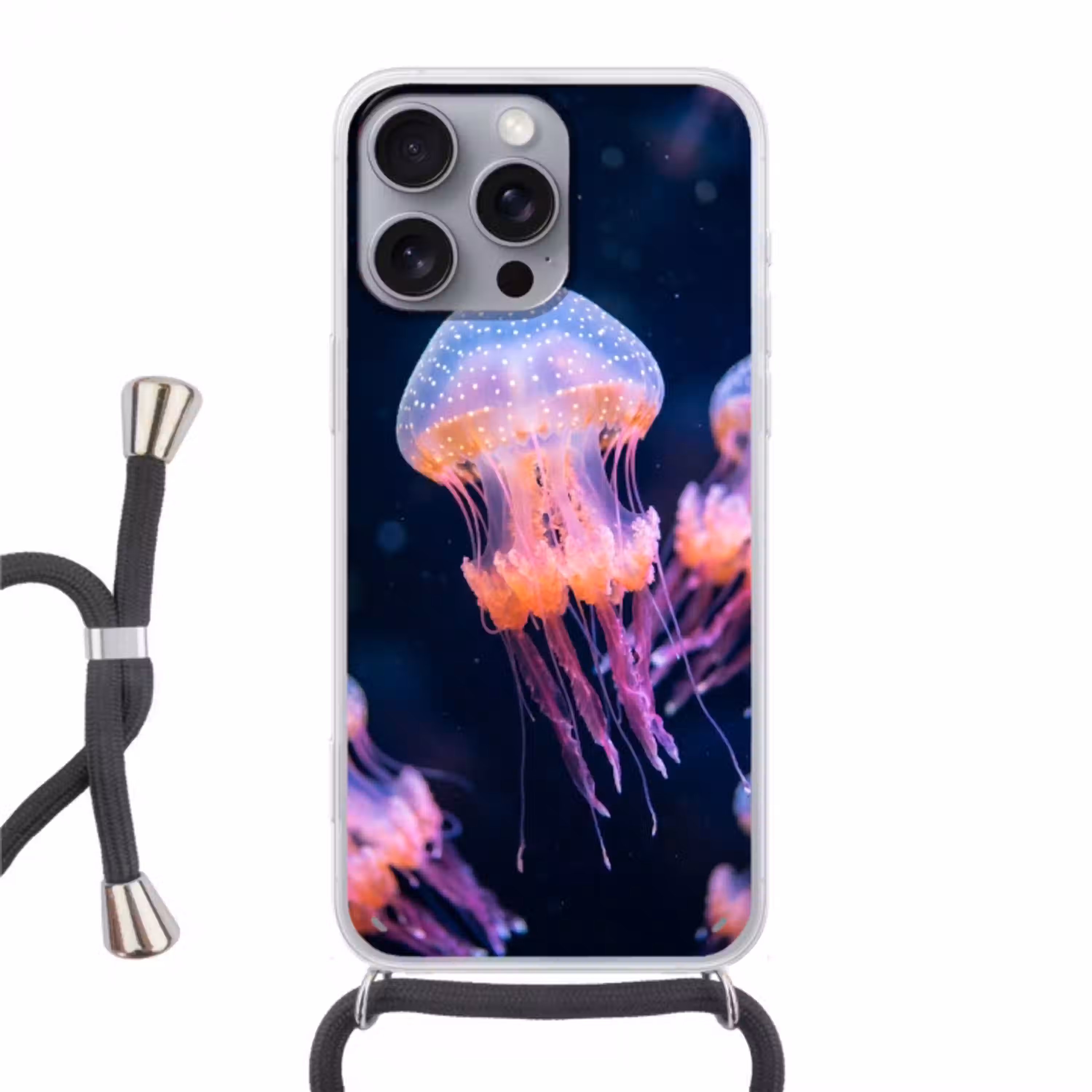 Dier - Onderwater - Natuur - Roze - Mysterieus Hoesje iPhone 16 Pro Max met koord klein -3d