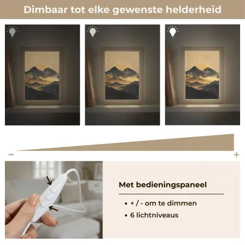Gouden Bergen bij Maanlicht Light Box met kabel (Tafellamp) klein -USP_dimbaarNL