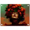 Vrouw - Frambozen - Bladeren tuinposter los doek klein -3d