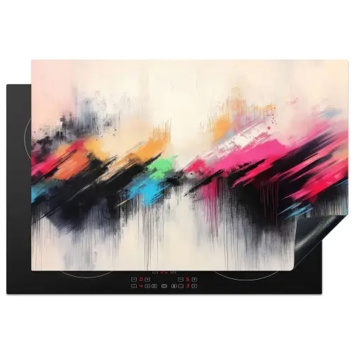 Dynamisch - Abstract - Kleurrijk - Zwart Inductie beschermer vinyl 3mm klein -3d