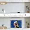 Meisje met de parel - Delfts blauw - Vermeer - Bloemen - Schilderij - Oude meesters keuken achterwand spatscherm klein -voor_na_NL