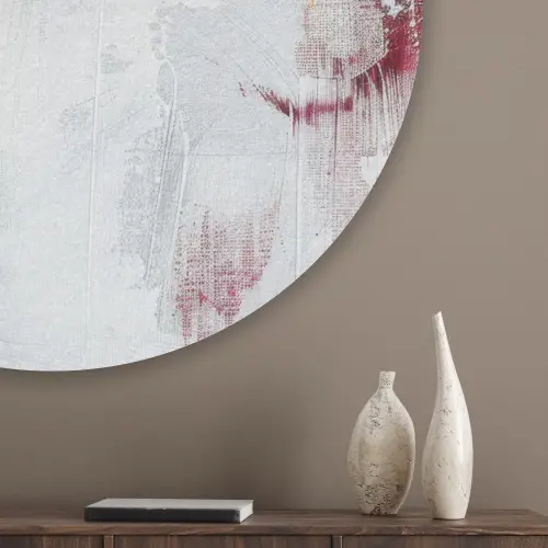 Rood - Marmer - Abstract - Goud - Modern Akoestische PET Vilt - Rond klein -sfeer5_closeup