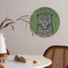 Panter - Zebrapatroon - Groen Akoestische PET Vilt - Rond klein -sfeer3