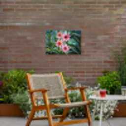 Bloemen - Roze - Glasmozaïek Tuinposter op houten frame 2 cm dik klein -sfeer3