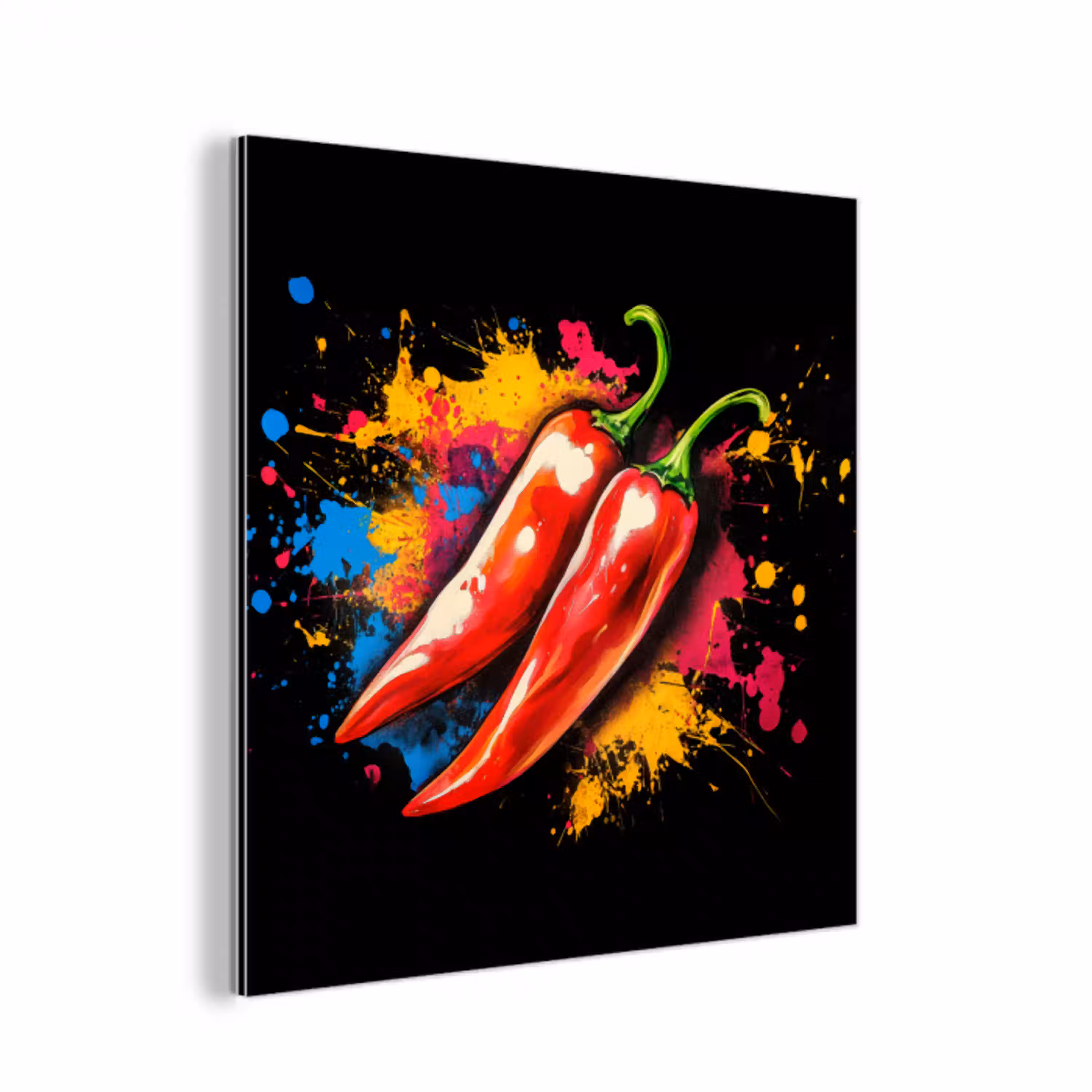 Peper - Graffiti - Verf - Abstract - Modern - Kleurrijk aluminium wit klein -3d