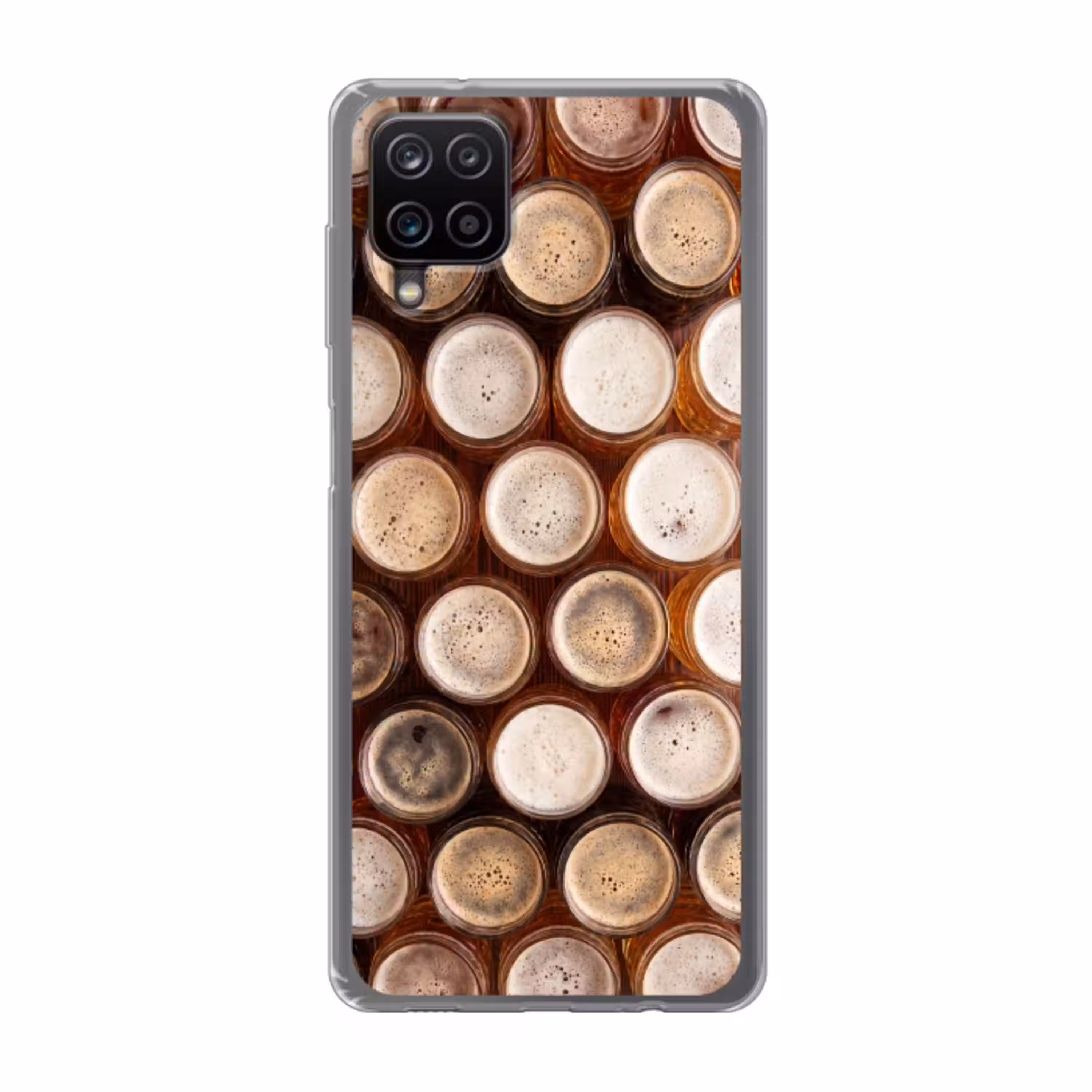 Eten - Glazen - Drank - Patroon - Bruin Telefoonhoesje Samsung Galaxy A12 klein -3d