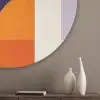Vormen - Abstract - Grafisch - Oranje Akoestische PET Vilt - Rond klein -sfeer5_closeup