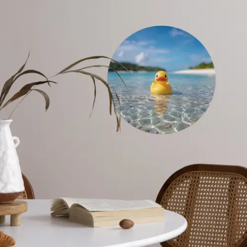 Tropisch - Badeend - geel Wandcirkel behangsticker klein -sfeer3