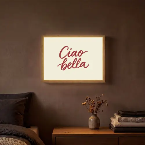 Ciao bella - Rood - Wit - Minimalistisch Light Box met batterij (Wandlamp) middel -sfeer4
