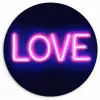 Neon - Love - Valentijn Wandcirkel plexiglas klein -3d
