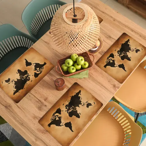 Wereldkaart - Bruin - Kaart Placemat vinyl groot -zzsfeer5_Kitchenyeah-website