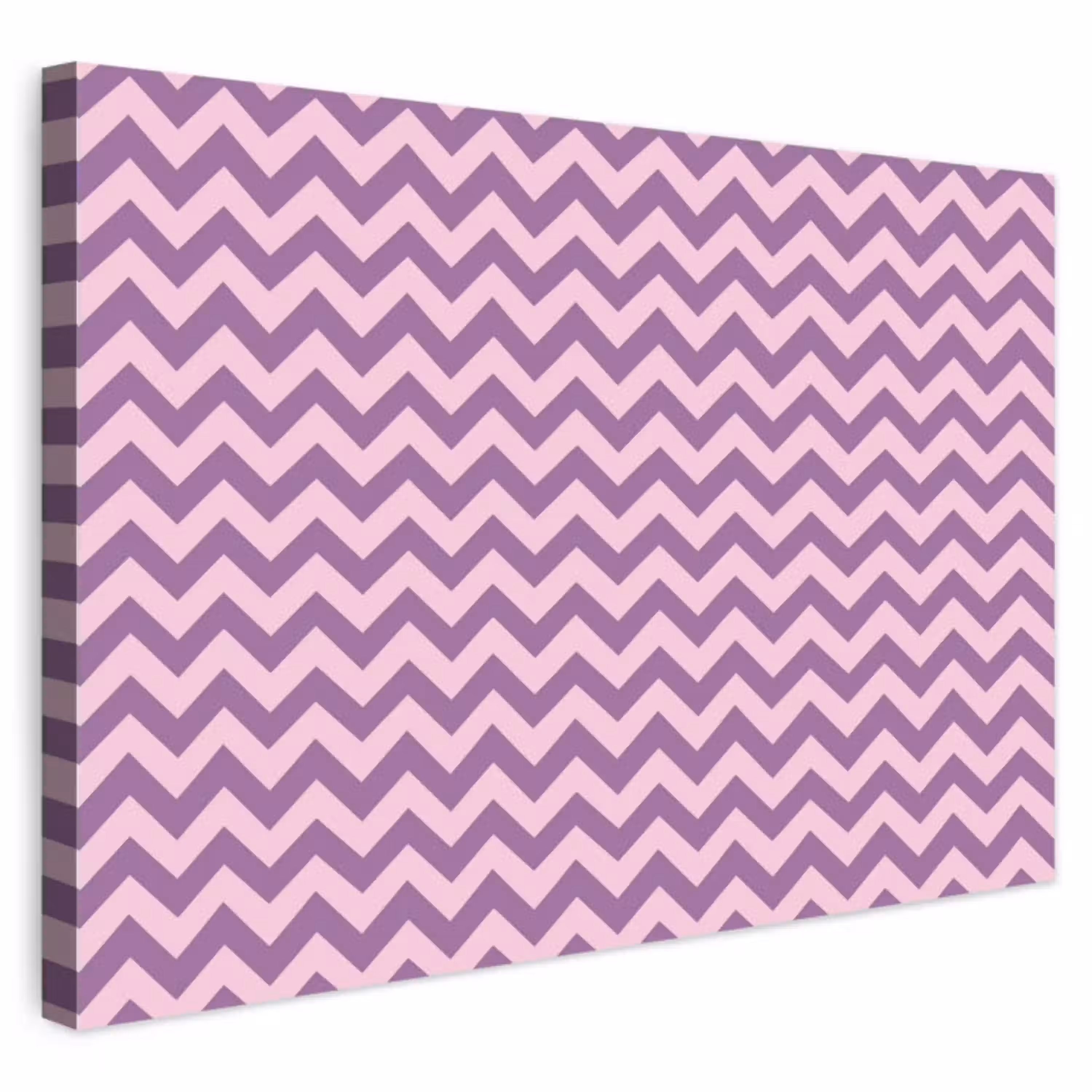 Paars - Roze - Geometrisch - Chevron - Zigzag - Patroon Tuinposter op houten frame 2 cm dik klein 845 -3d