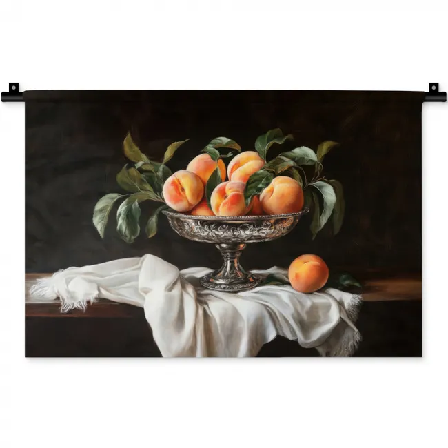 Stilleven - Perziken - Vintage Wandkleed katoen klein -zz3d