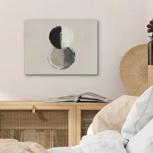 Cirkels - Strepen - Minimalistisch - Zwart PET vilt klein -sfeer3