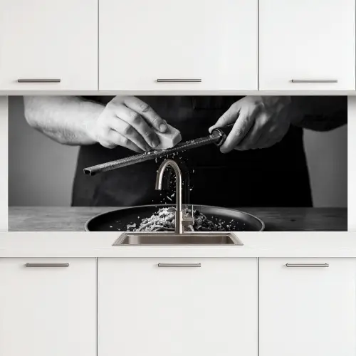 Kaas - Pasta - Rasp keuken achterwand 2 middel -3d