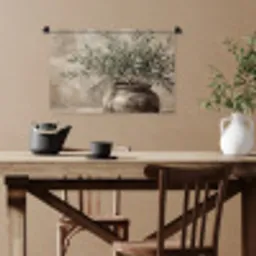 Olijfplant - Aardenpot - Abstract - Beige Wandkleed katoen klein -sfeer6