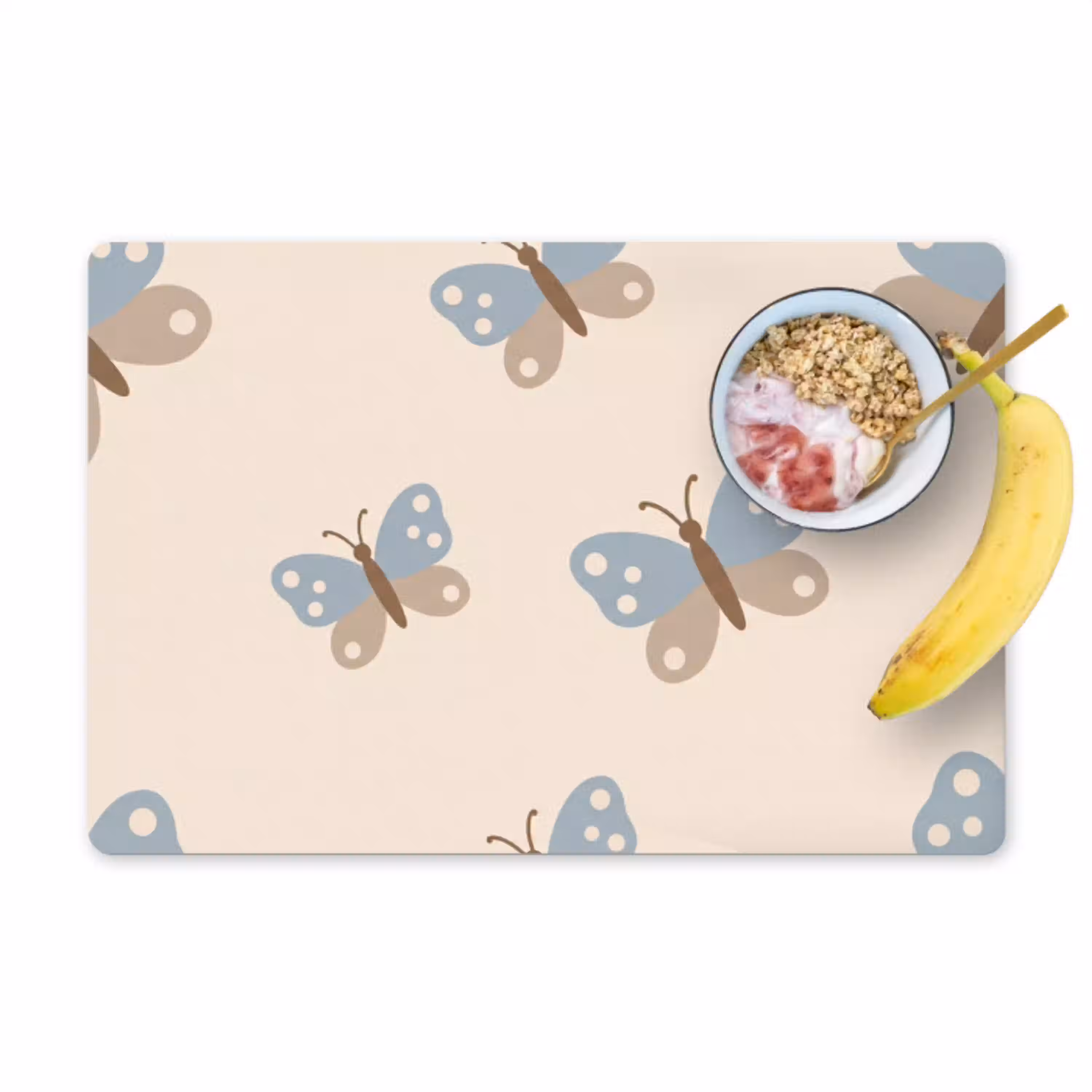 Insect - Vlinderpatroon - Abstract - Blauw - Beige Placemat vinyl groot -zzzproduct_Kitchenyeah-website